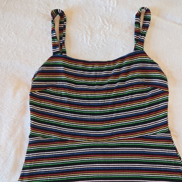 All in Favor Striped Dress L Stretchy Cozy 🌈 Pride 🌈 Black Bkgrd So Ready 4 U! - Picture 4 of 10
